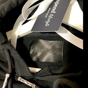 Authentic Valabasas. Streetwear Vintage Brown Patchwork Hoodie / BLACK